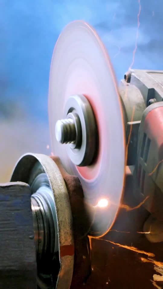 Grinder sparks during a truck build in a fabrication shop