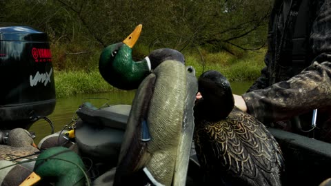 Decoys in boat