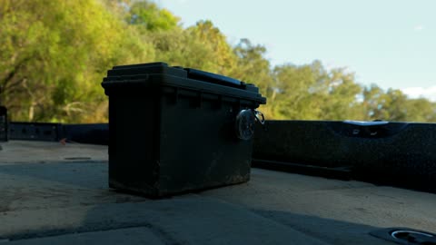 Box on boat deck